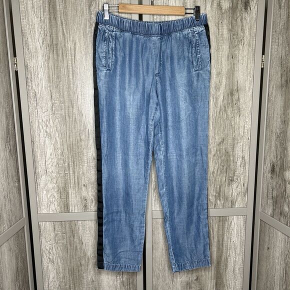 Cloth Stone Chambray Jeans Small Tuxedo Blue Color Pull On Pockets Lightweight S - Picture 1 of 8